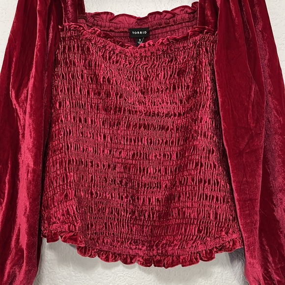 Torrid Red Velvet Smocked Top - Picture 7 of 14